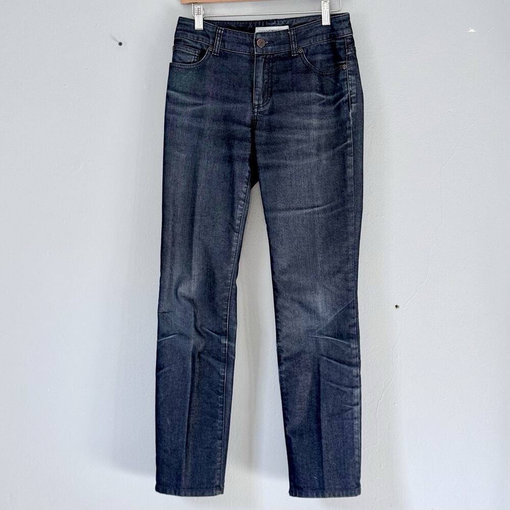 Chicos Jeans Size 00 Short (US 2) Platinum Denim Dark Wash Straight Leg Classic